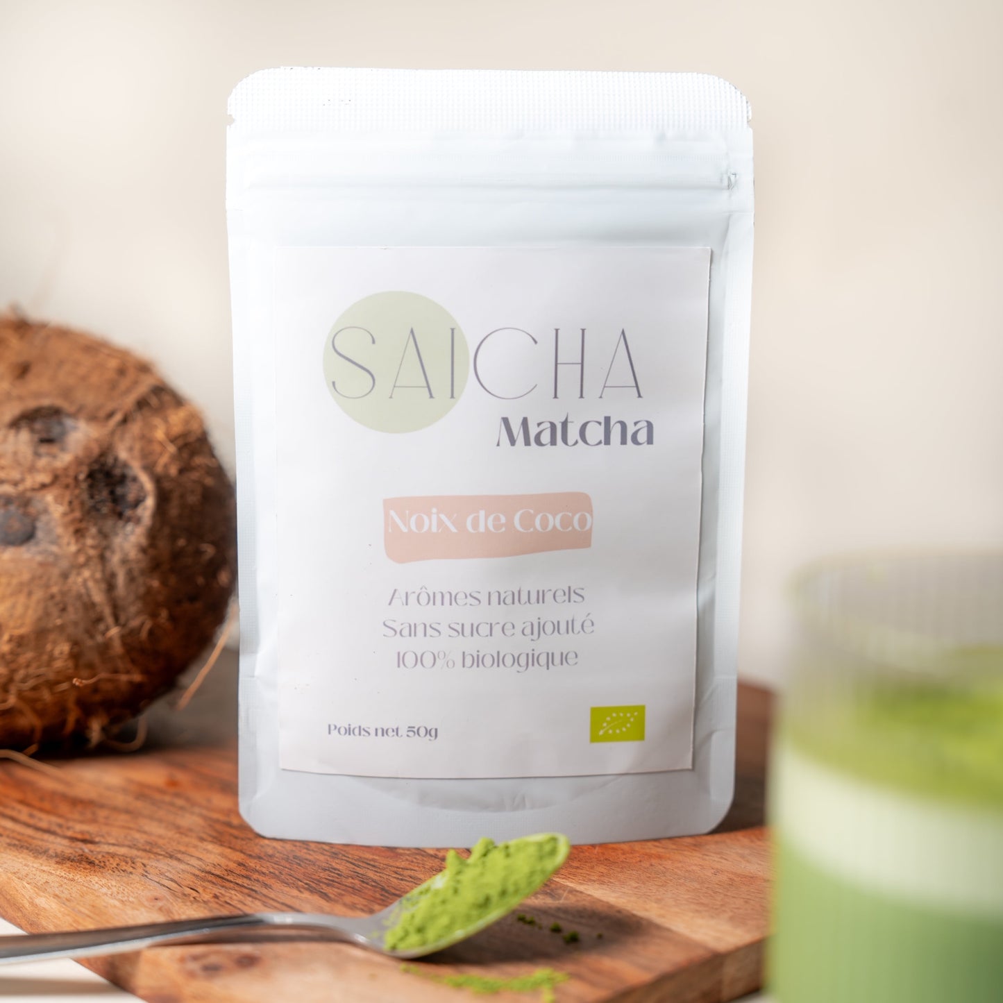 Matcha biologique aromatisé a la noix de coco